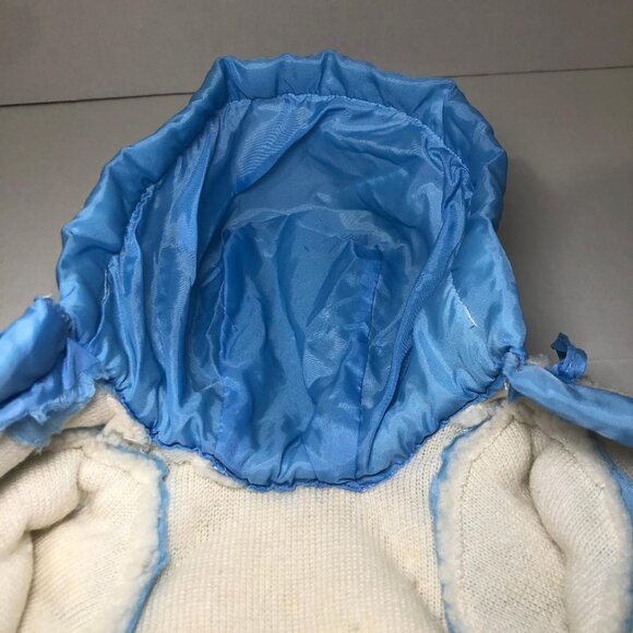 Vintage Doll Coat Hooded Faux Sherpa Trimmed Blue Ties Cabbage Patch? - Picture 11 of 11